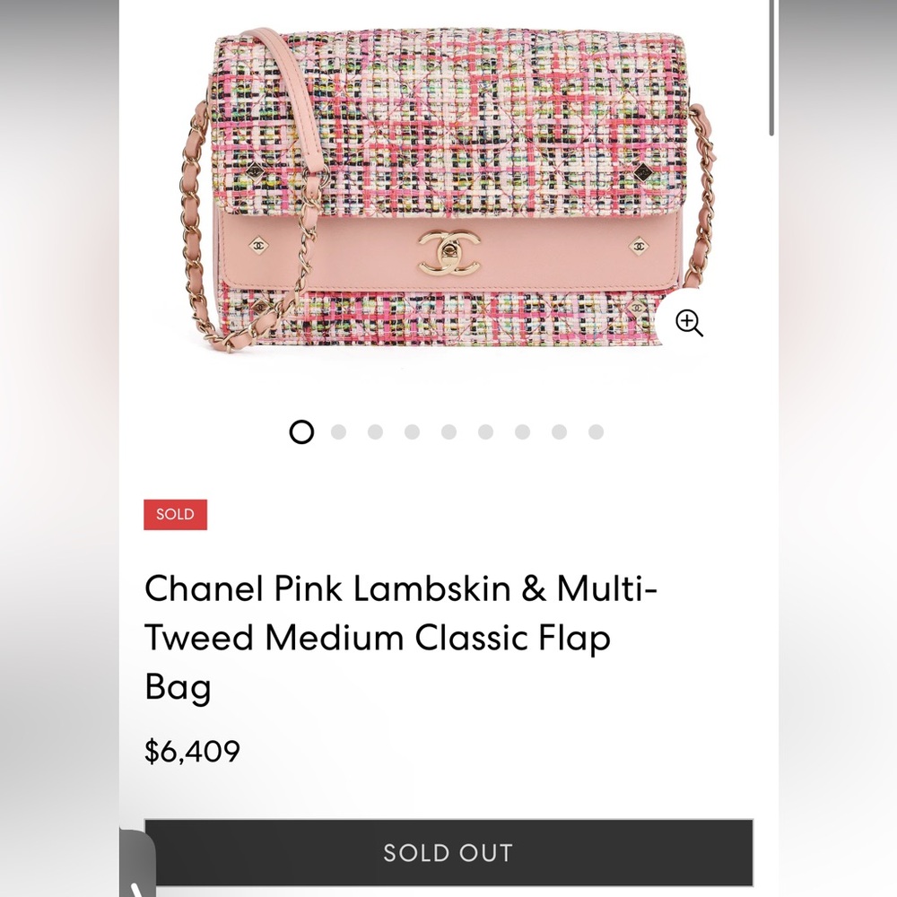 sold x Chanel Tweed & Pink Lambskin Classic Flap Bag - Picture 16 of 16